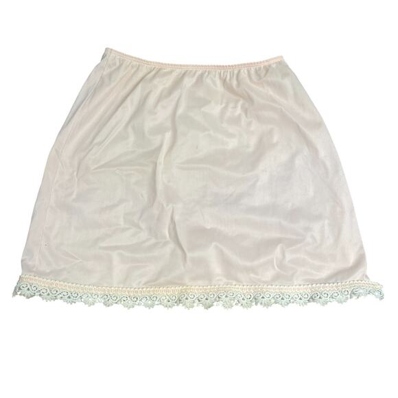 VTG 60s 70's Sears Petal Pink Half Slip Mini Short Coquette Nylon Lace Silk FLAW - Picture 6 of 8